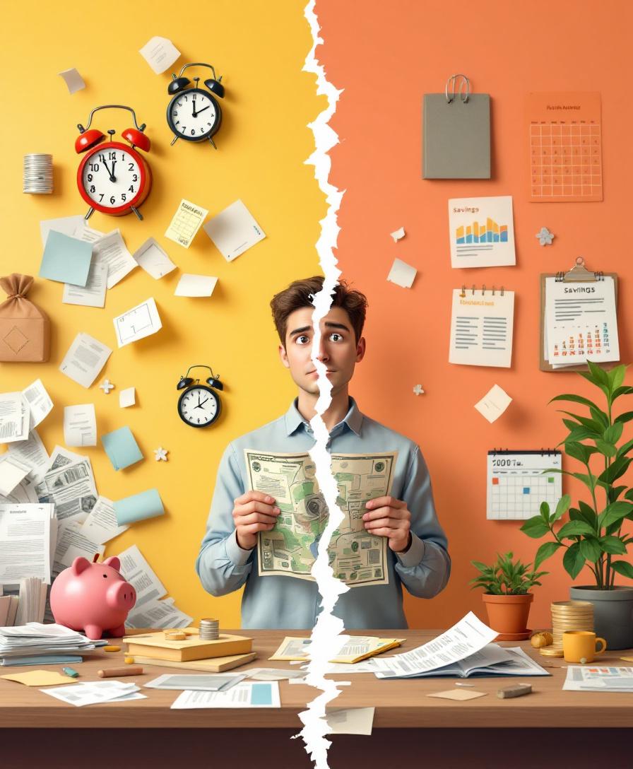 Человек на перепутье между хаотичным и организованным финансовым планированием