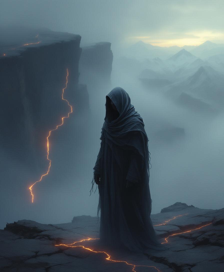 Человек стоит на краю туманной бездны, символизируя ограничения и риски