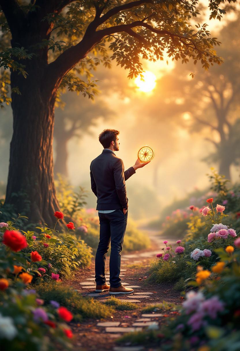 Начинающий инвестор в саду диверсифицированных активов, указывающий на стабильный рост