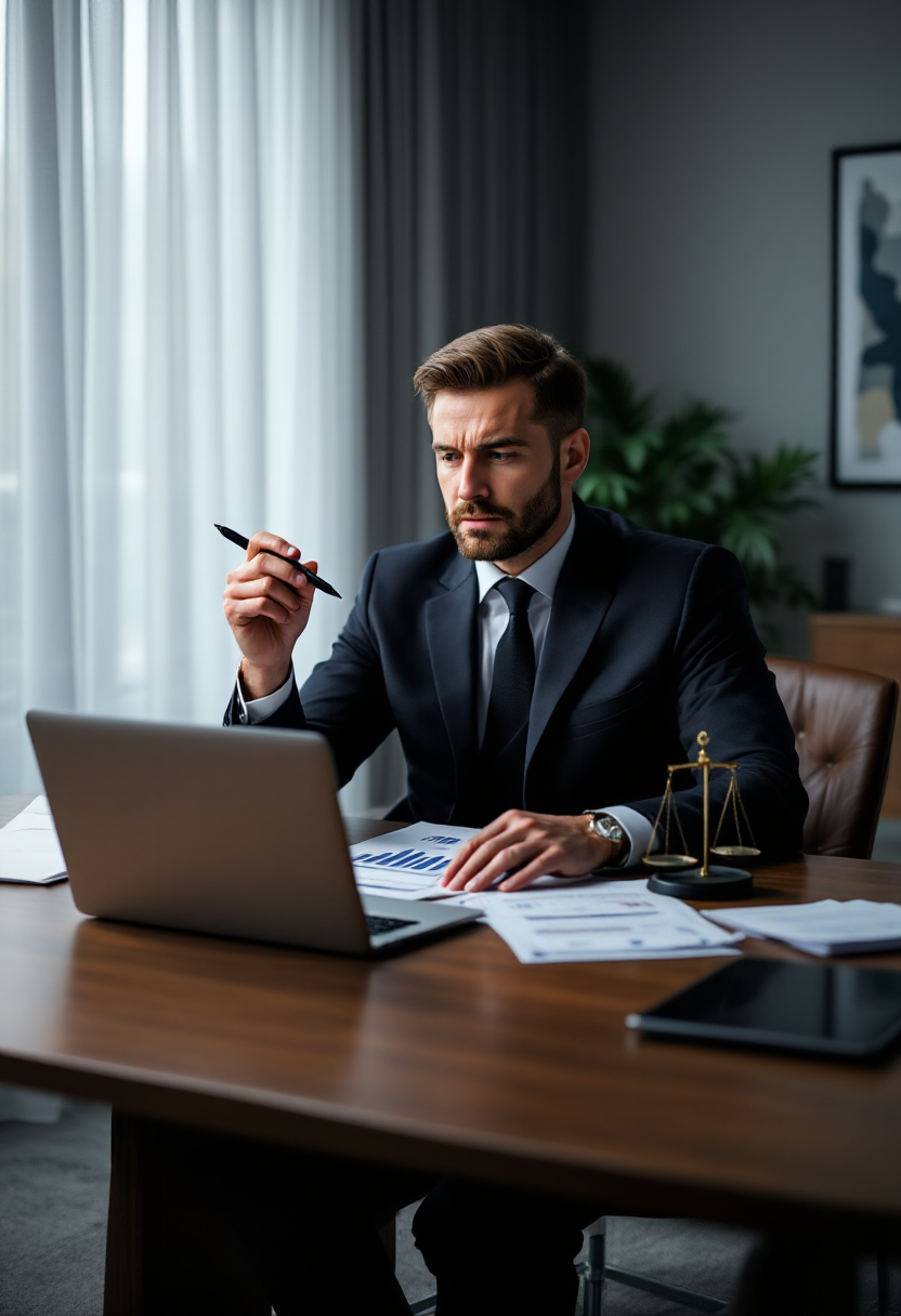 Человек анализирует документы по страхованию жизни в офисе