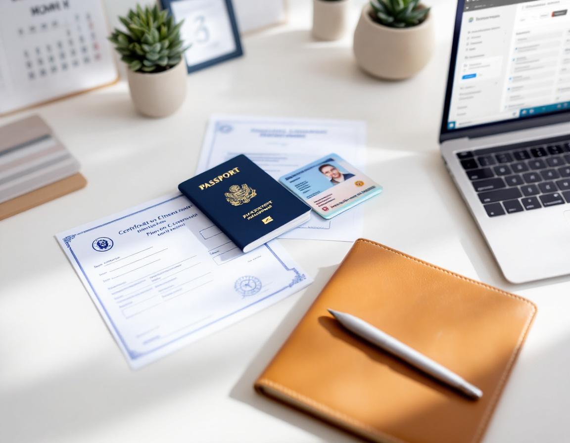 Организованный стол с необходимыми документами для оформления в современном рабочем пространстве