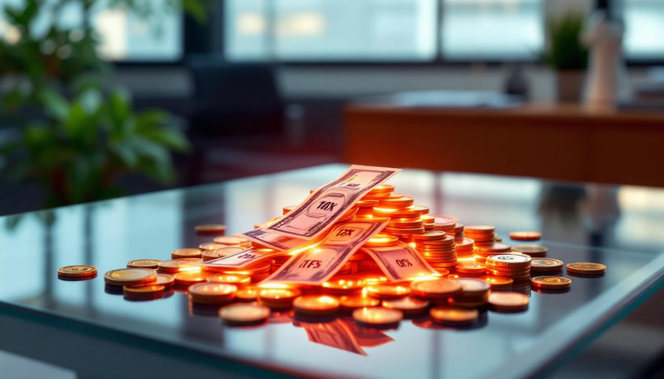 Иллюстрация, показывающая разницу в налогообложении корпоративных и государственных облигаций на столе в офисе.