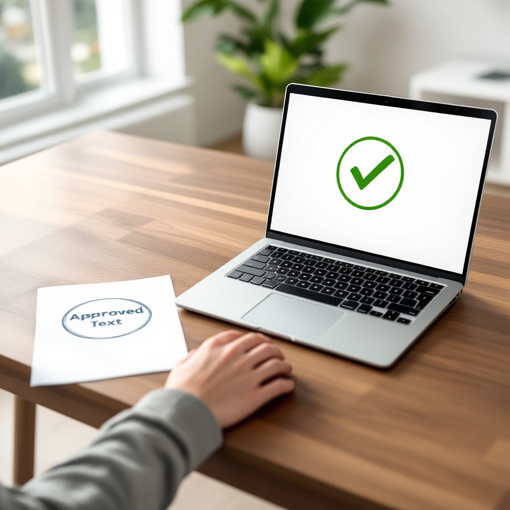 Упрощённый процесс получения налогового вычета на столе с ноутбуком и одобренным документом.