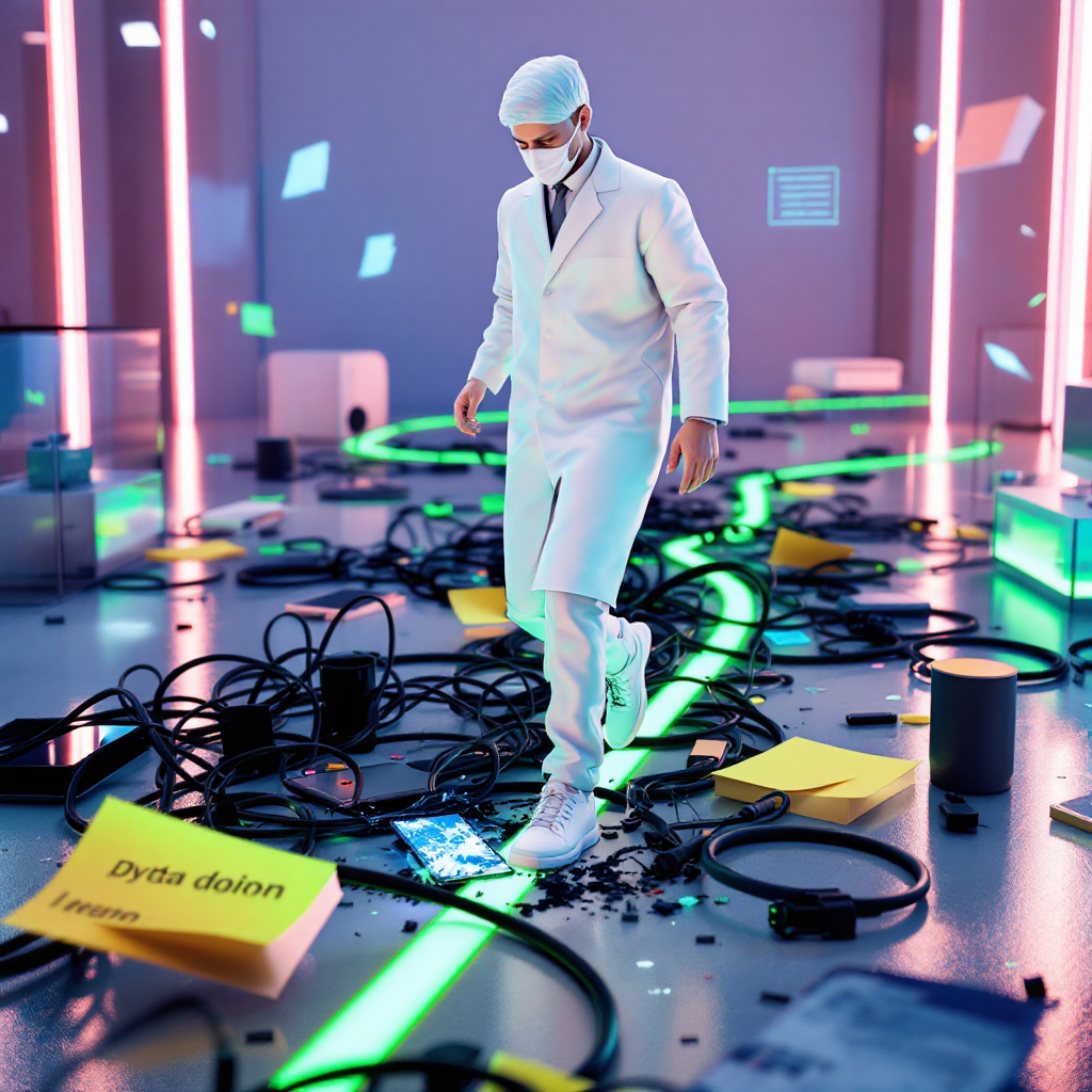 Человек аккуратно обходит типичные ошибки пользователей в цифровой среде.