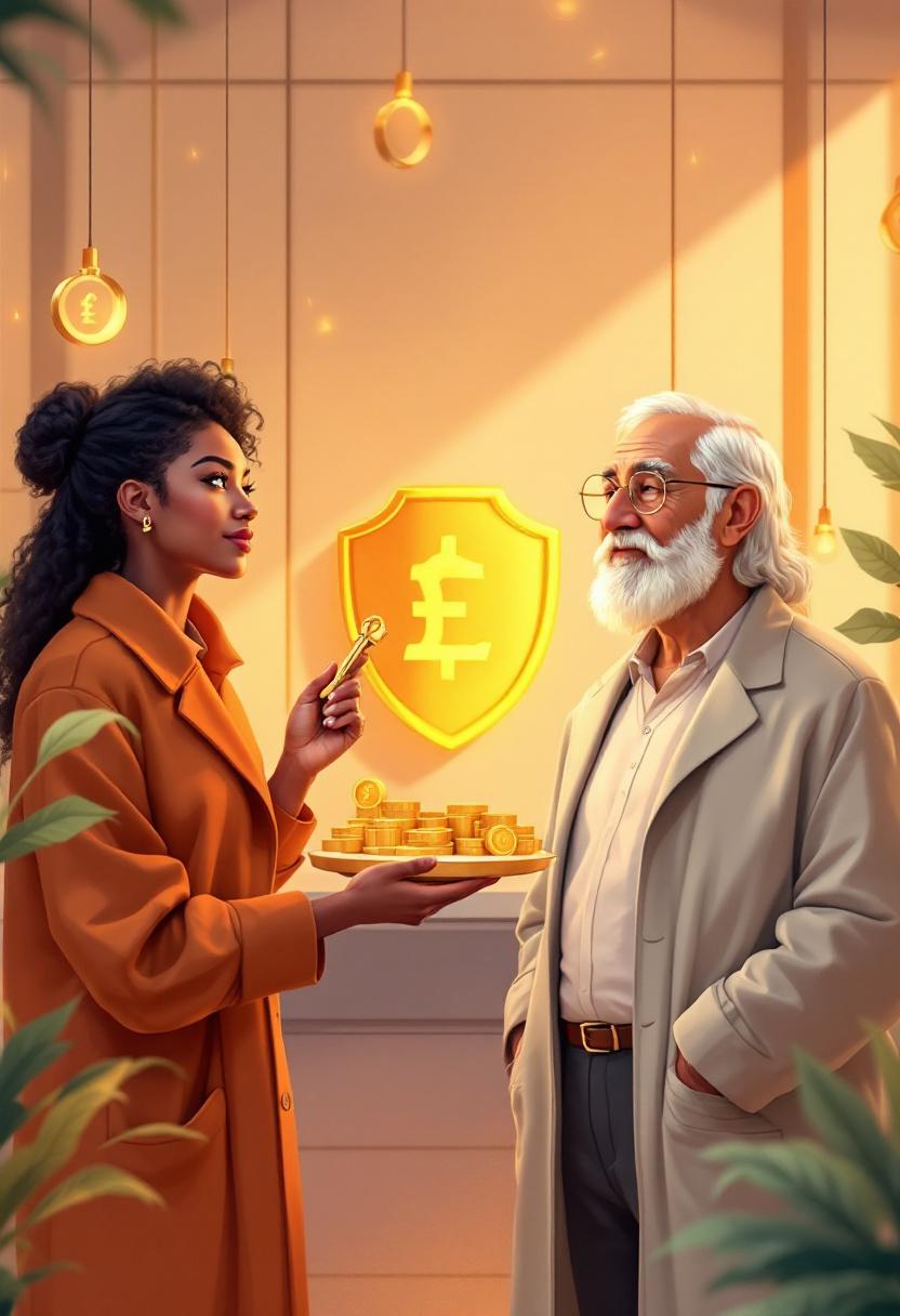 Группа людей разного возраста в современной финансовой обстановке, символизирующая доступность и безопасность онлайн-займов.