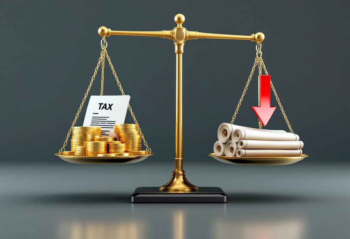 Балансовые весы, показывающие сравнение налогового влияния на банковские вклады и облигации для конечной прибыли.
