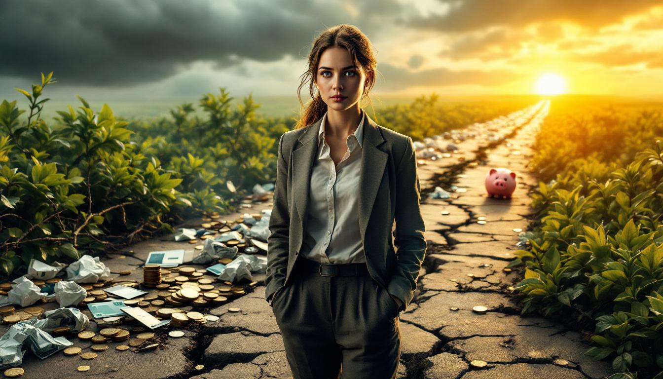 Человек на распутье символизирует выбор между ухудшением кредитной истории из-за ошибок и её сохранением через разумное управление финансами.