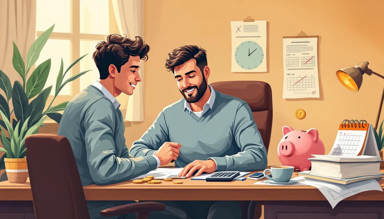 Человек рассчитывает досрочное погашение займа с помощью калькулятора и блокнота на столе.